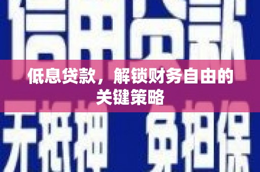 宿豫低息贷款，解锁财务自由的关键策略